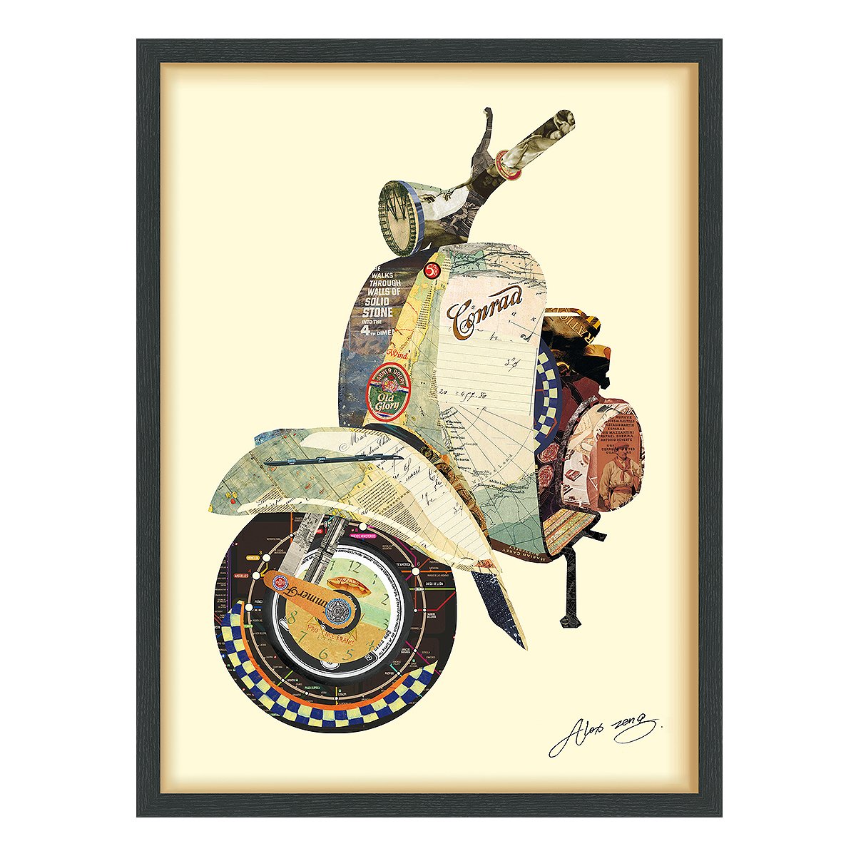 美品】Empire Art DirectのAntique Automobile？ Amazon.co.jp: Empire Art Direct Scooter Dimensional Collage